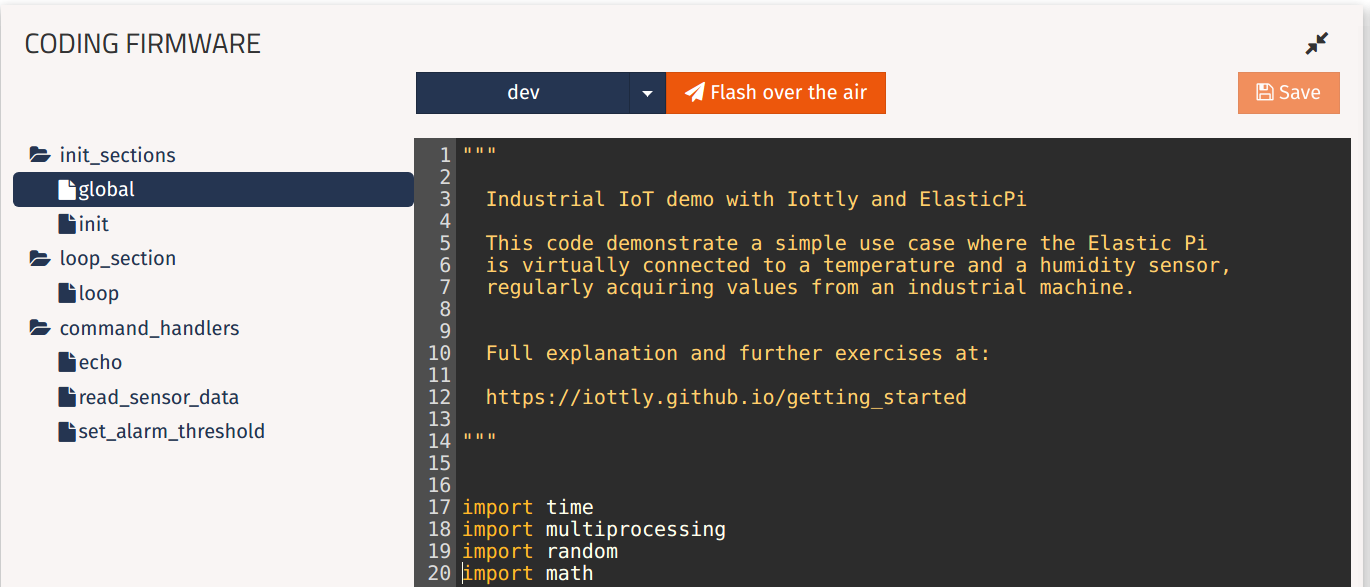 Management Scripts panel with global and loop sections
