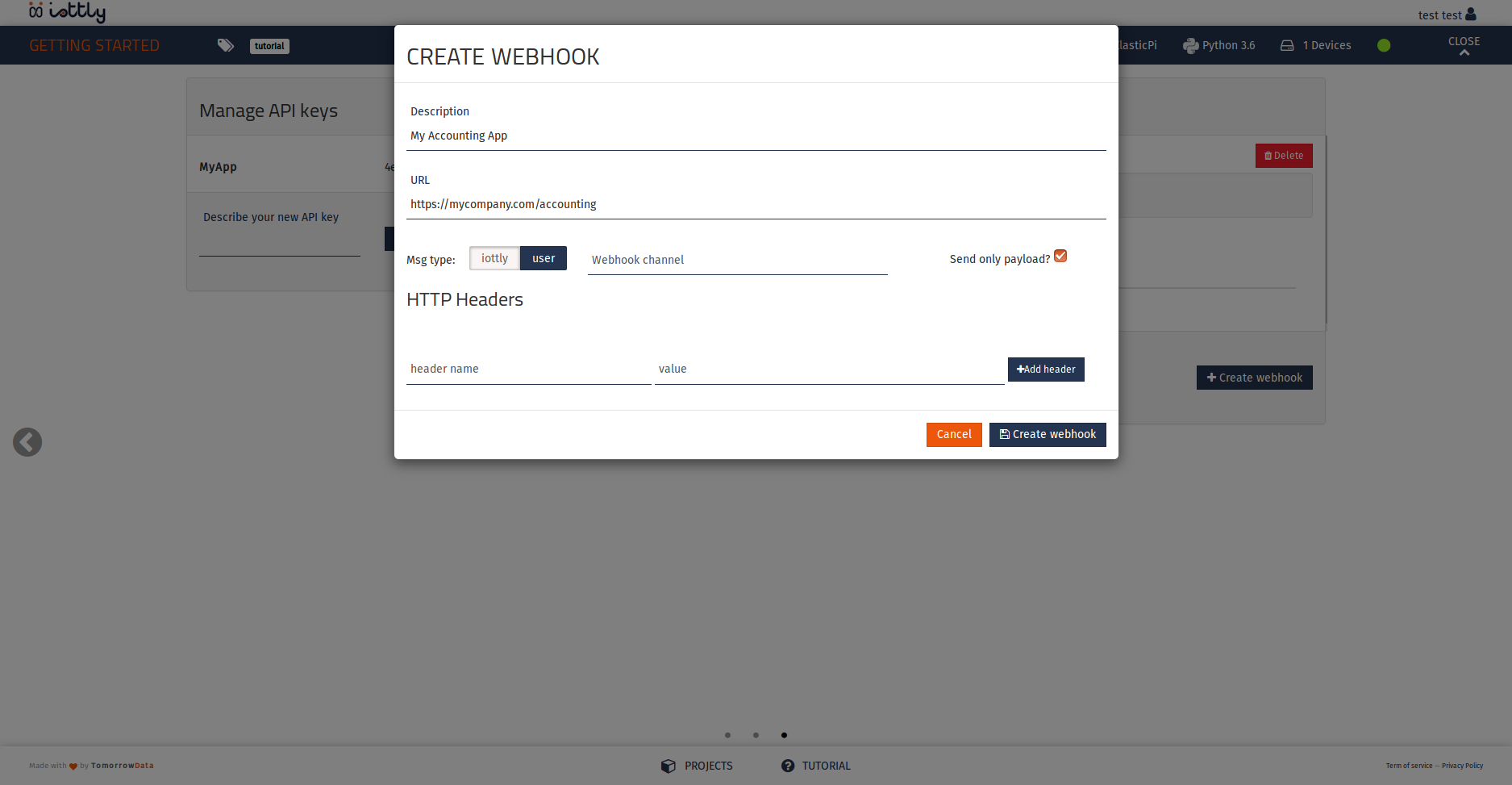 Add webhook button